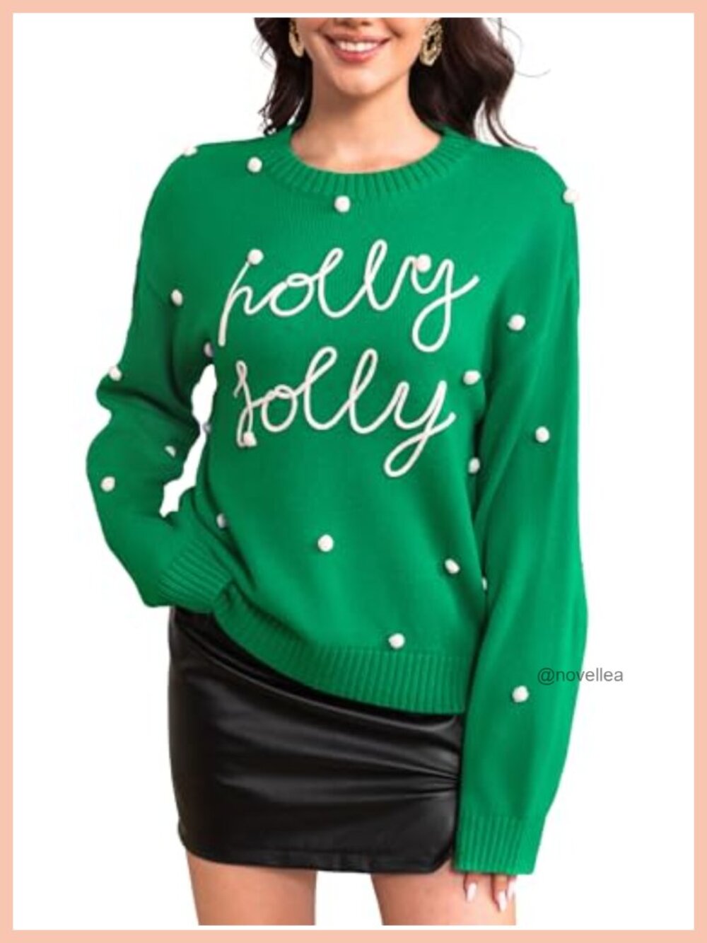 Oversized Crewneck Christmas Sweater Long Sleeve Knit Pullover